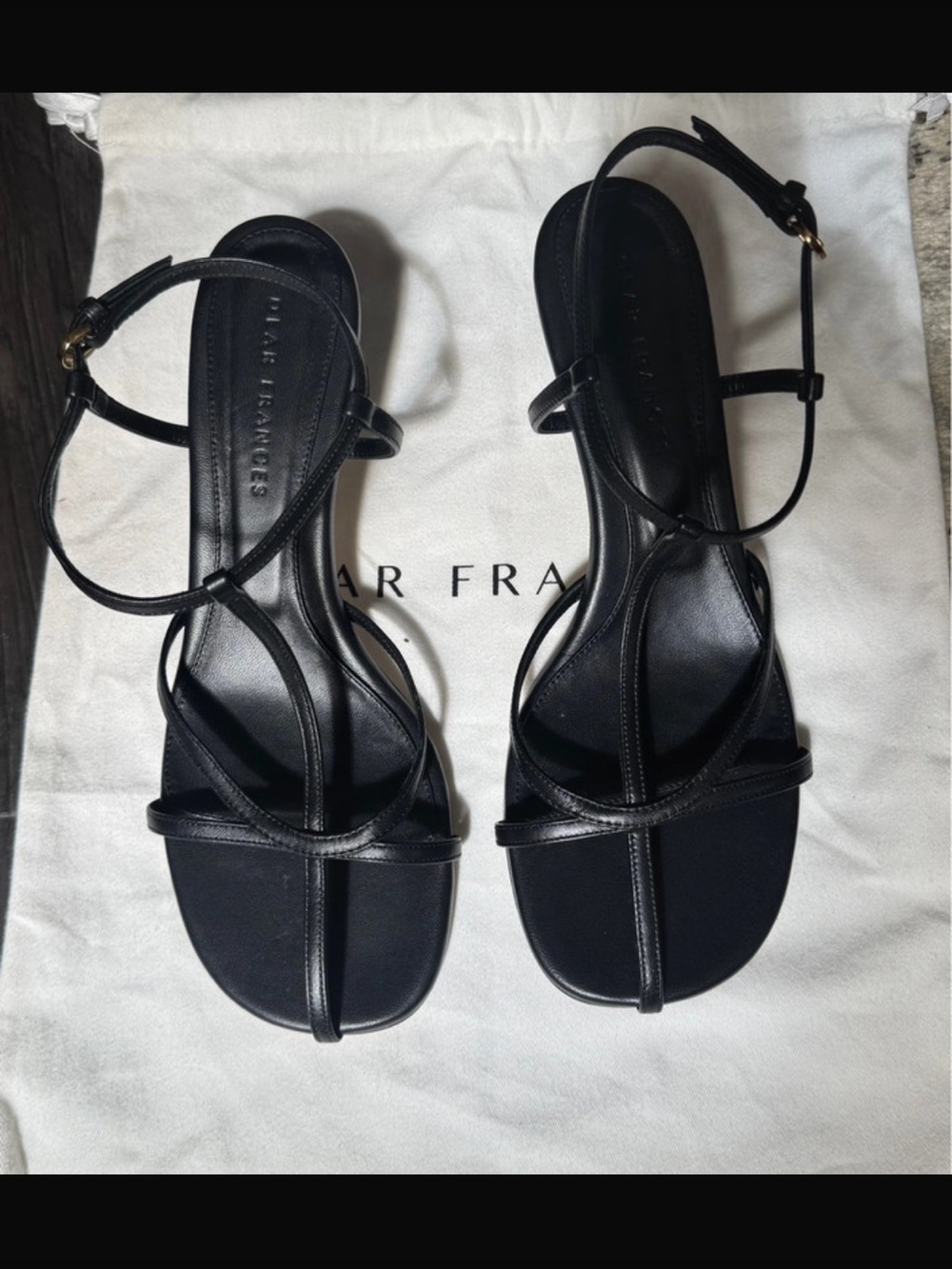Dear Francis Sleek Black Strappy Ankle-Sandal